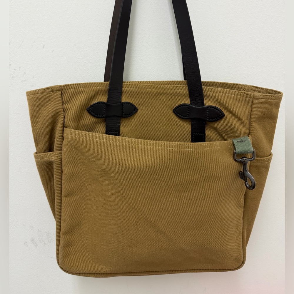 FILSON RUGGED TWILL OPEN TOTE‎ BAG TAN WITH KEY CLIP RARE